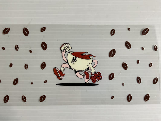 Funny Coffee Cup Running to Work