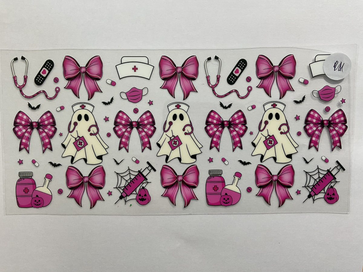 67H - Ghost Nurse Pink Bows - UV DTF