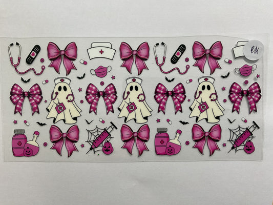 67H - Ghost Nurse Pink Bows - UV DTF