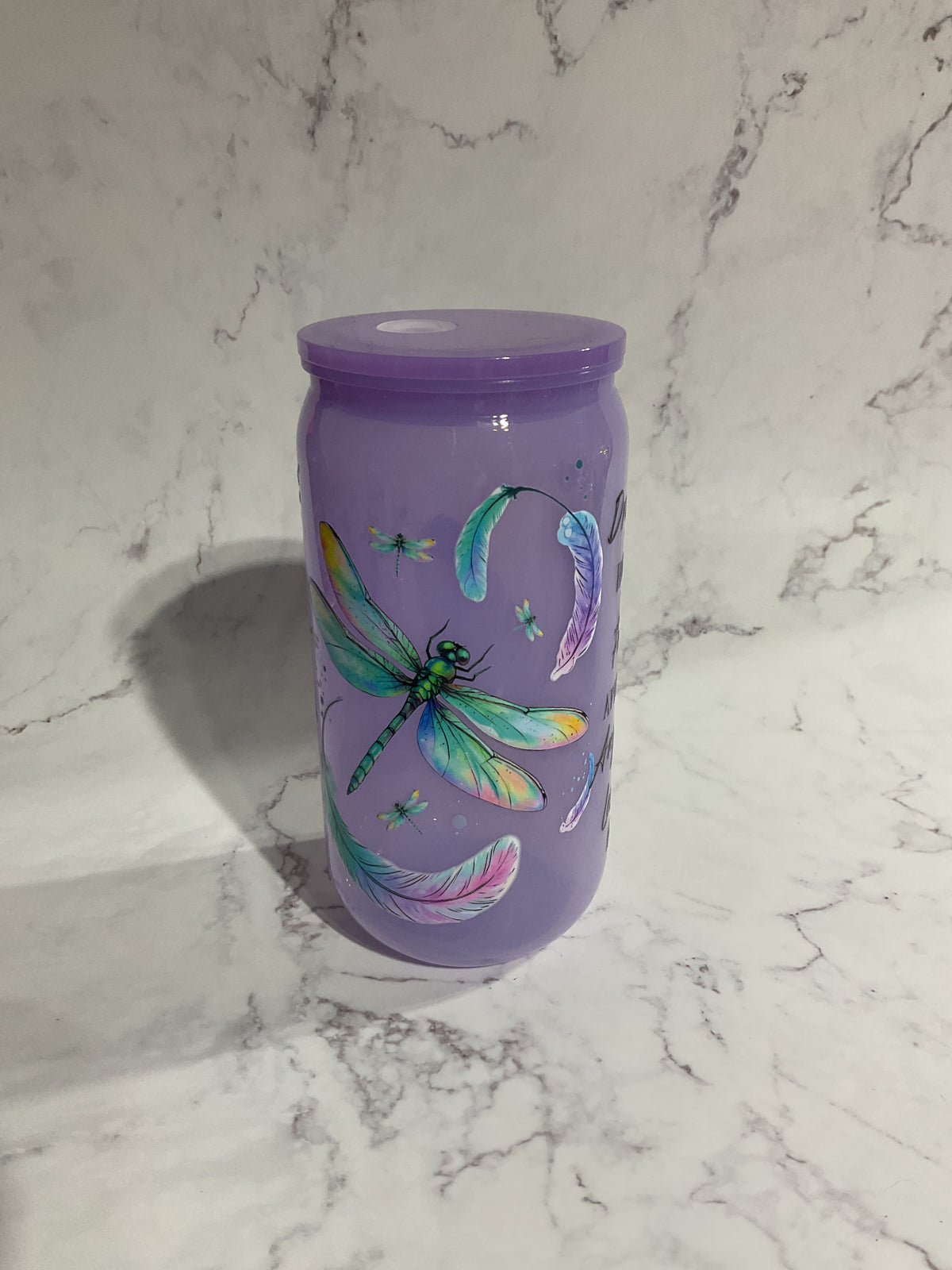 16oz Dragonflies Appear… - Purple Premade NON-Snow Globe Tumbler