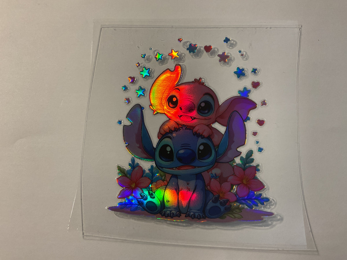 Blue Guy and Pink Girl Holographic - UV DTF