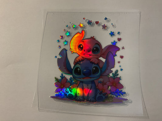 Blue Guy and Pink Girl Holographic - UV DTF