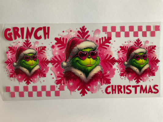Christmas Grouch Pink Heart Glasses - UV DTF