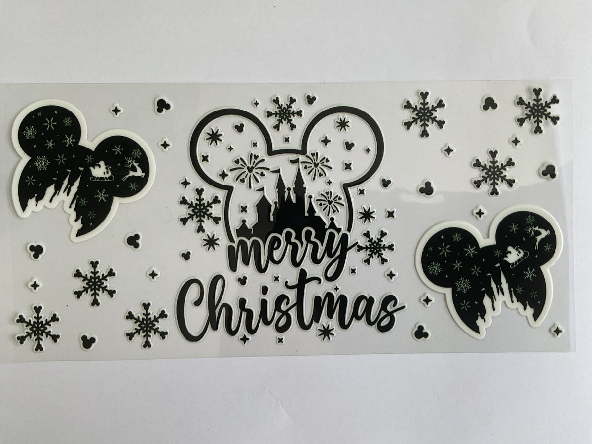 90C - Merry Christmas Black & White Mouse - Tumbler Wrap