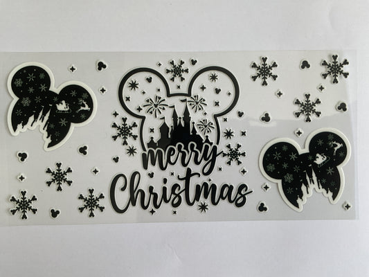 90C - Merry Christmas Black & White Mouse - Tumbler Wrap
