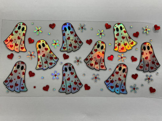 71H - Holographic Heart Ghost - UV DTF