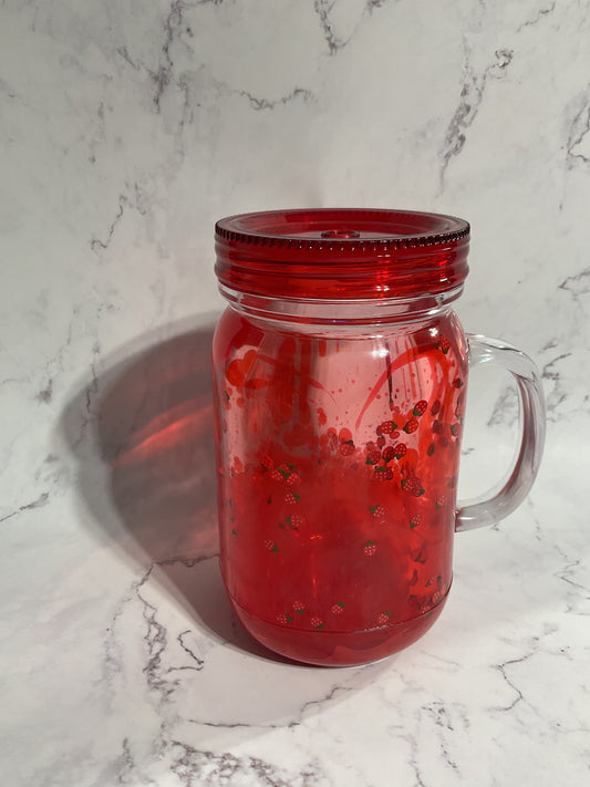 20oz Mason Strawberry Lava Snow Globe Tumbler