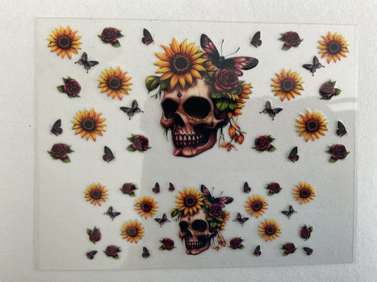 Skulls Sunflowers - Tumbler Keychain Wrap