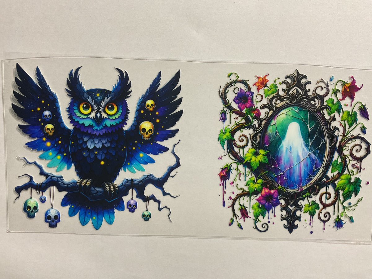 Owl Skulls Scary Ghost in Mirror - UV DTF