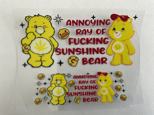 Swear Bear Yellow Annoying Ray of Fn Sunshine - Tumbler Keychain Wrap