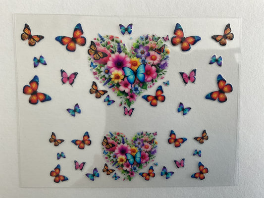Butterflies Flower Heart - Tumbler Keychain Wrap