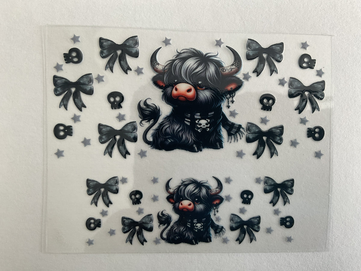 Goth Highland Cow Skulls - Tumbler Keychain Wrap