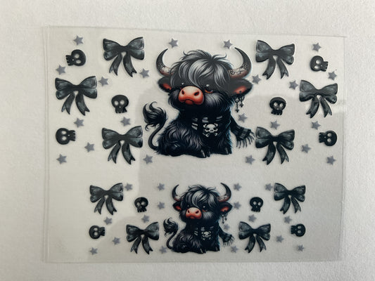 Goth Highland Cow Skulls - Tumbler Keychain Wrap