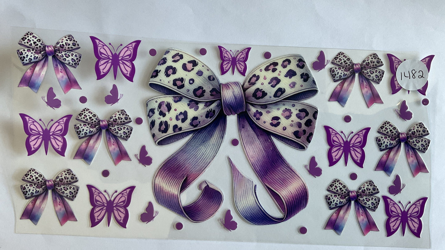 #1482 - Purple Leopard Butterfly Bow - UV DTF