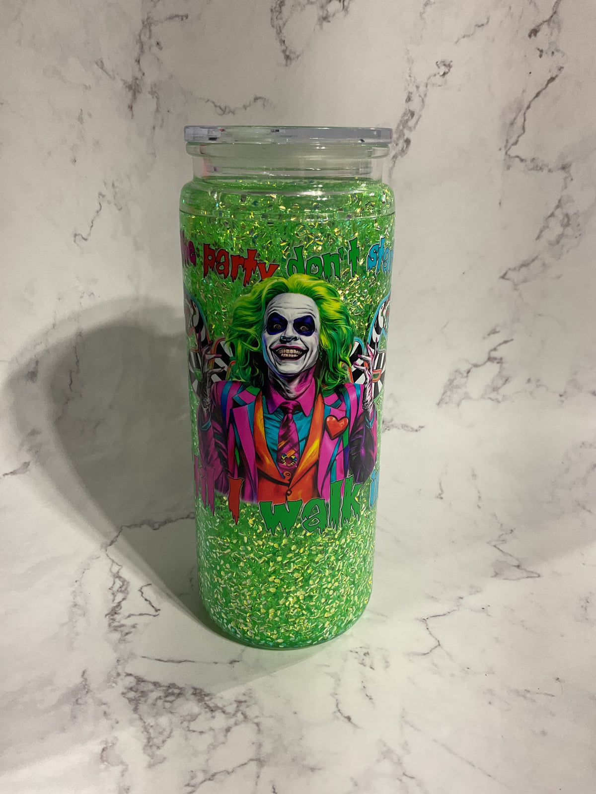 20oz Beetle Suspended Bubble Glitter Snow Globe Tumbler