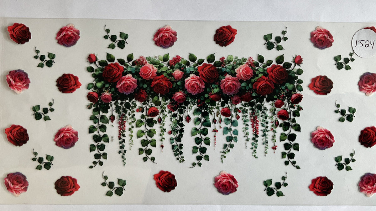 #1524 - Roses Flower Drop Border  - UV DTF