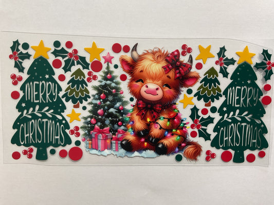 117C - Merry Christmas Baby Cow - Tumbler Wrap