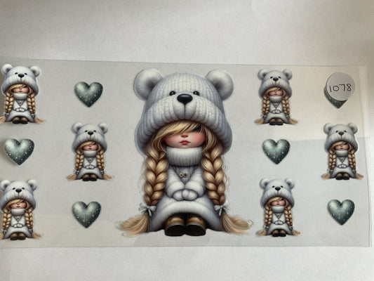 #1078 - White Bear Girl - UV DTF