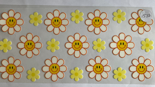 #1532 - Smiley Face Flowers - UV DTF