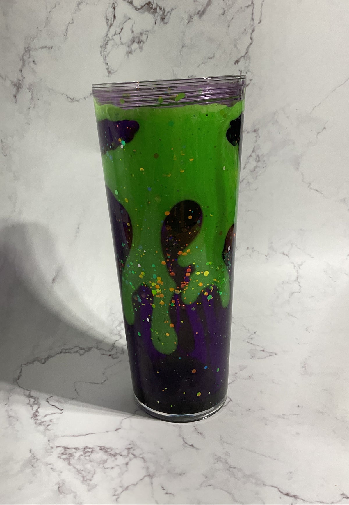 24oz Purple Glow Green Slow Dual Lava Snow Globe Tumbler