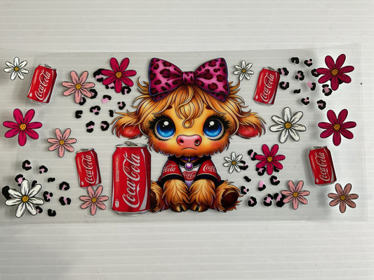 Cola Cow Pink Leopard Ribbon - UV DTF