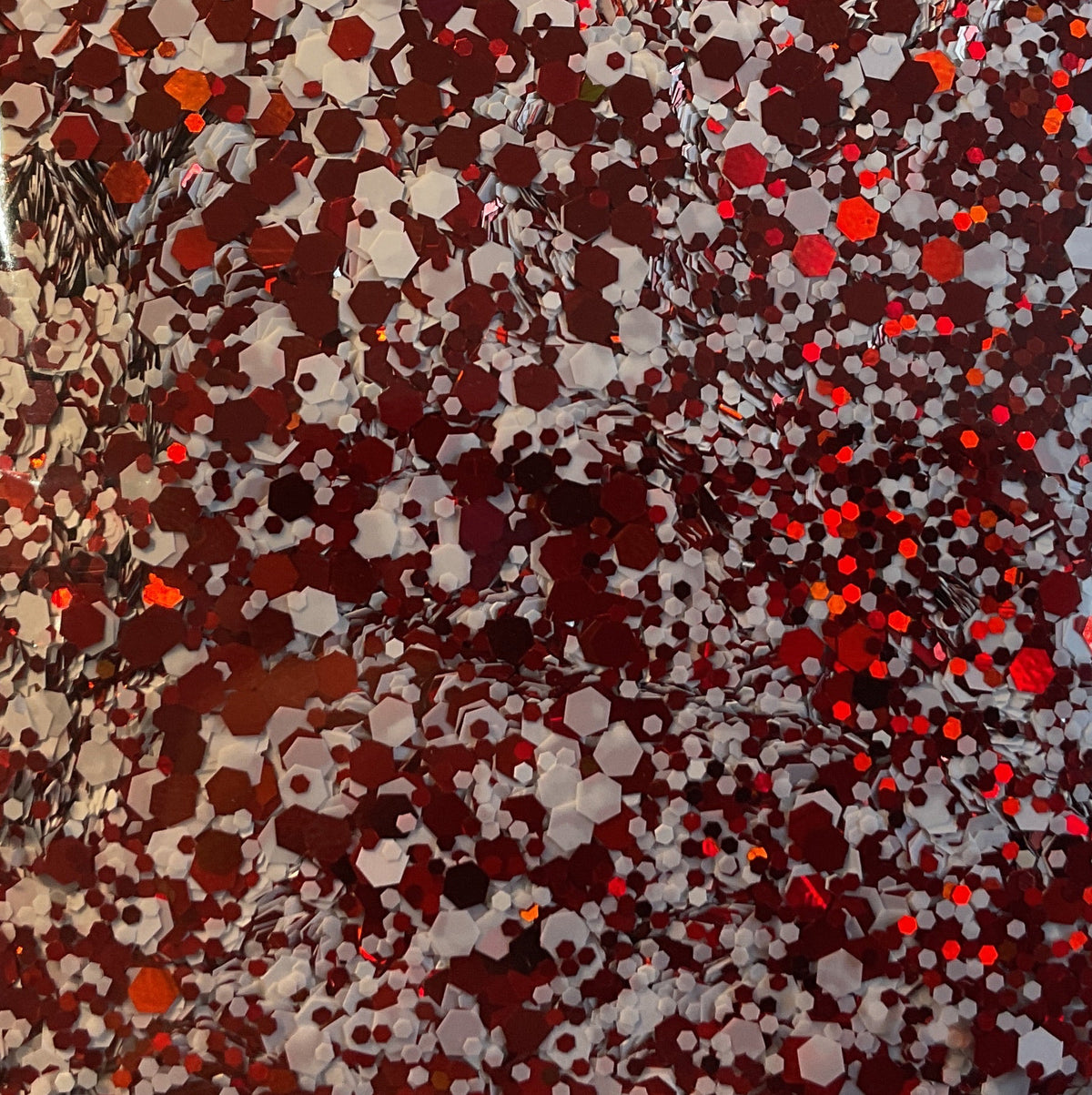 GLITTER Chunky - Red White Mirror Flat Mix - Resealable 50g Bag