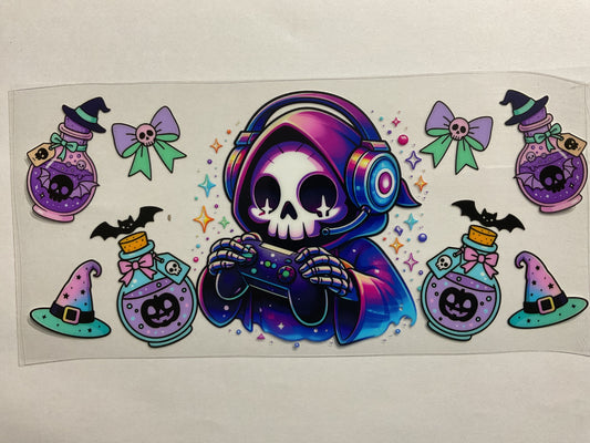 Gamer Skeleton Witch - UV DTF Tumbler Wrap
