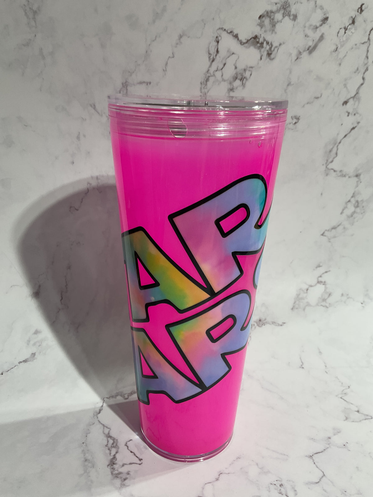 24oz Wars - Pink Neon Suspended Mica Snow Globe Tumbler
