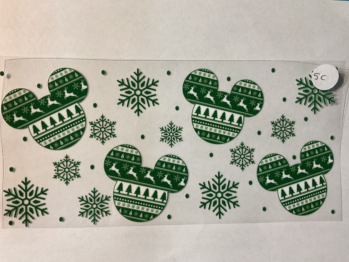 5C - Mouse Green Christmas Pattern - UV DTF