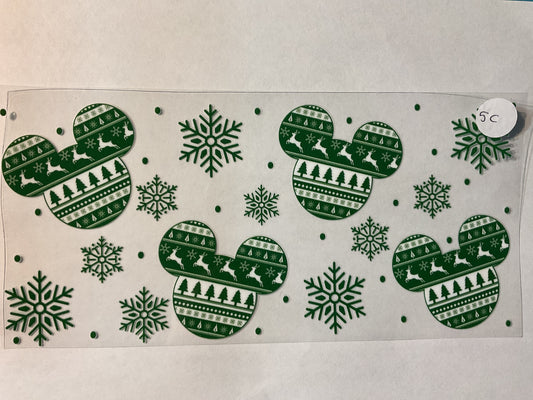 5C - Mouse Green Christmas Pattern - UV DTF