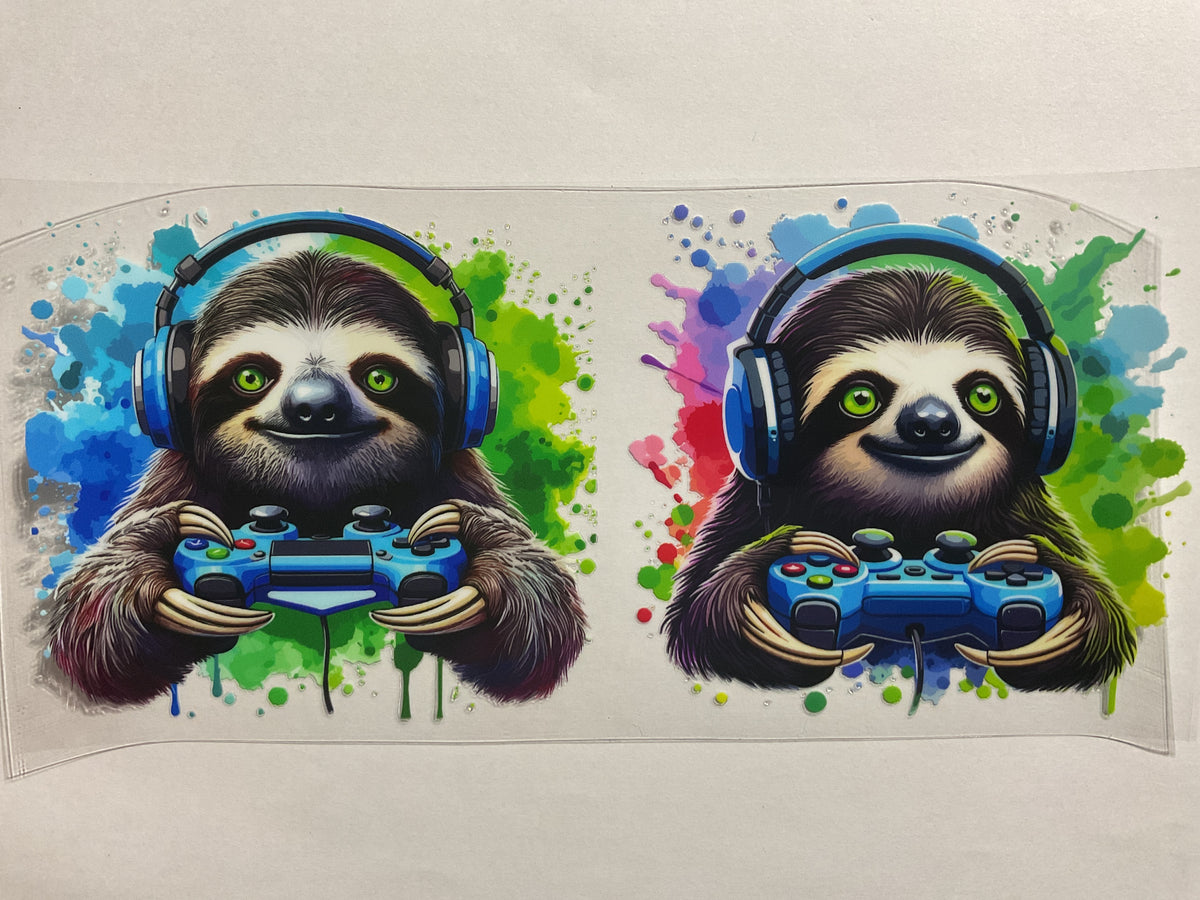 Gamer Sloth - UV DTF Tumbler Wrap