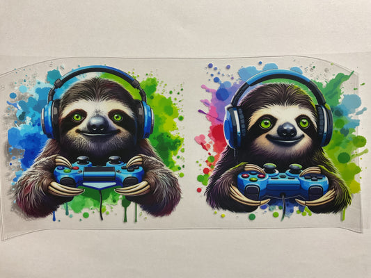 Gamer Sloth - UV DTF Tumbler Wrap