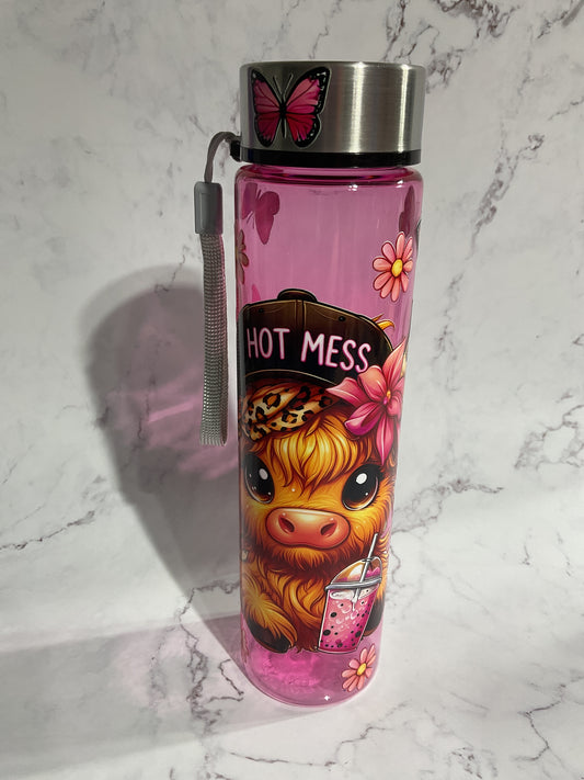 18oz Hot Mess Cow - Pink Premade Bottle