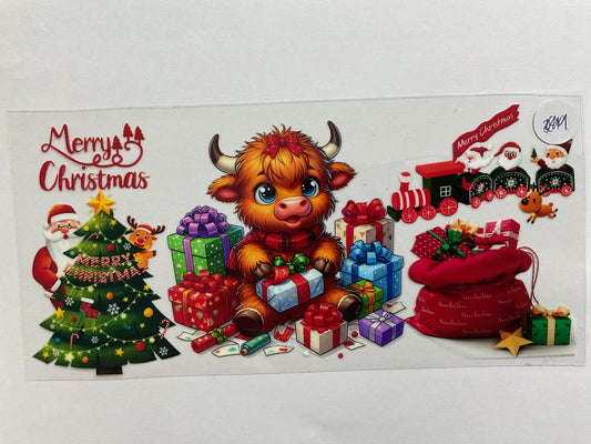 135C - Merry Christmas Cow - Tumbler Wrap