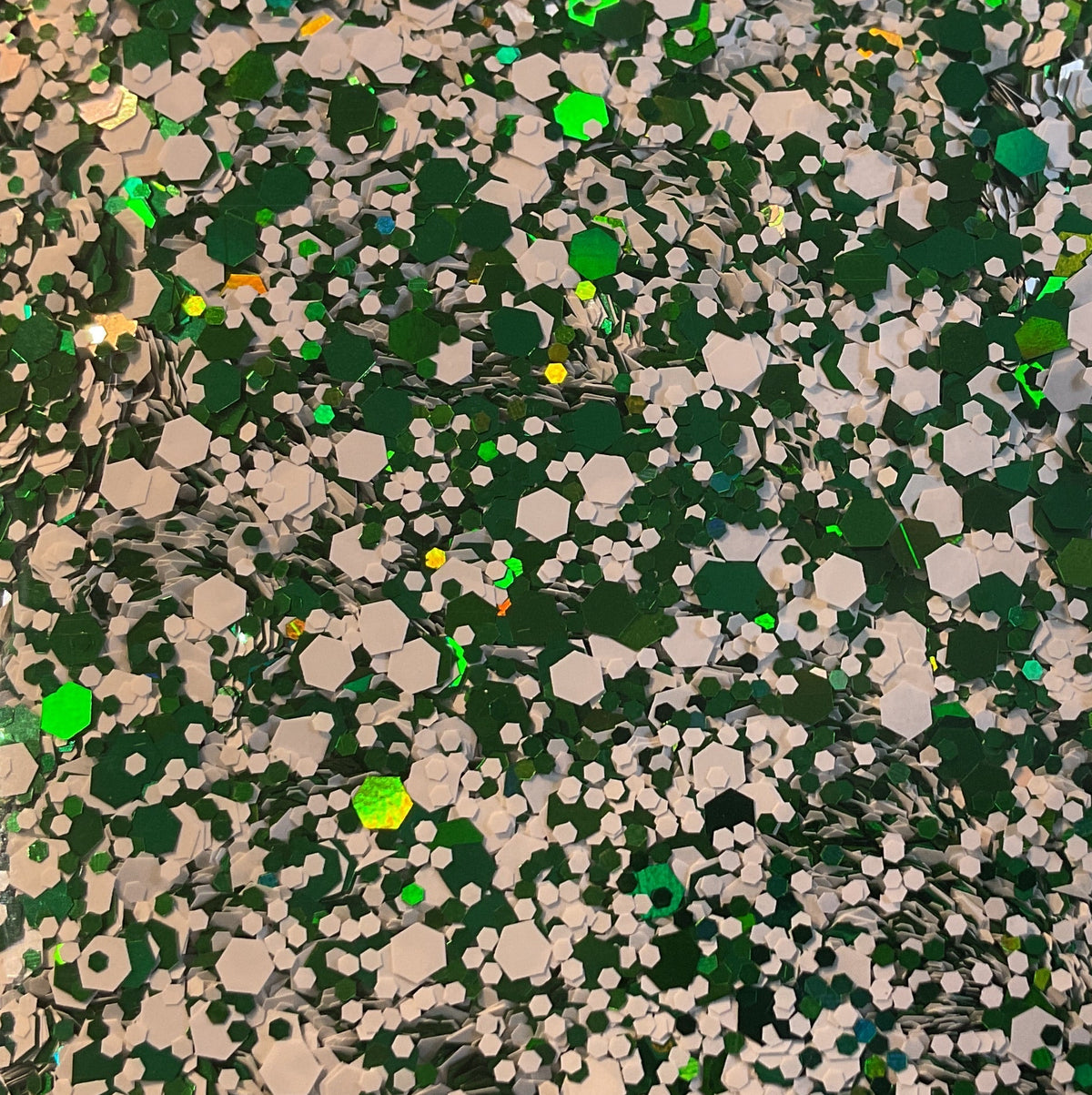 GLITTER - Christmas Mix Metallic Green White Chunky - Resealable 50g Bag
