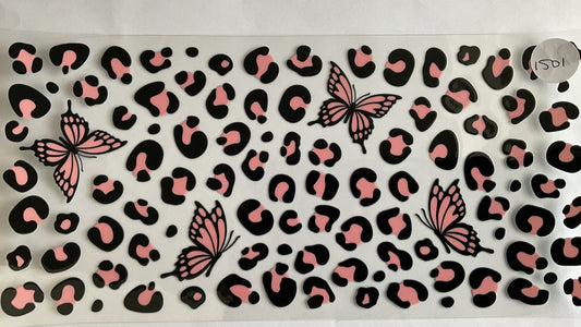 #1501 - Pink Leopard Butterflies - UV DTF