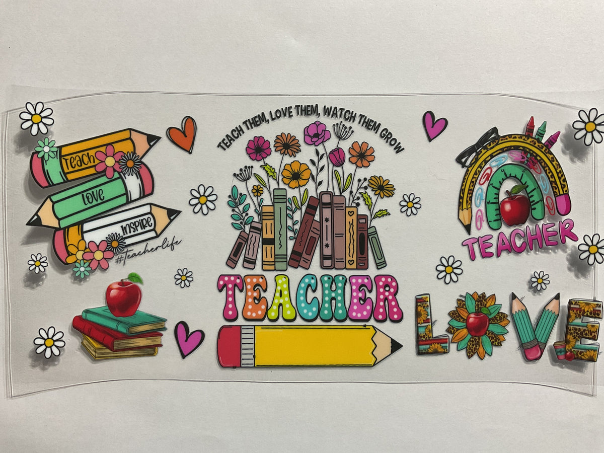 Teacher Books Flowers - UV DTF