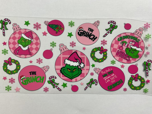 27C - Christmas Pink Green Guy - Tumbler Wraps