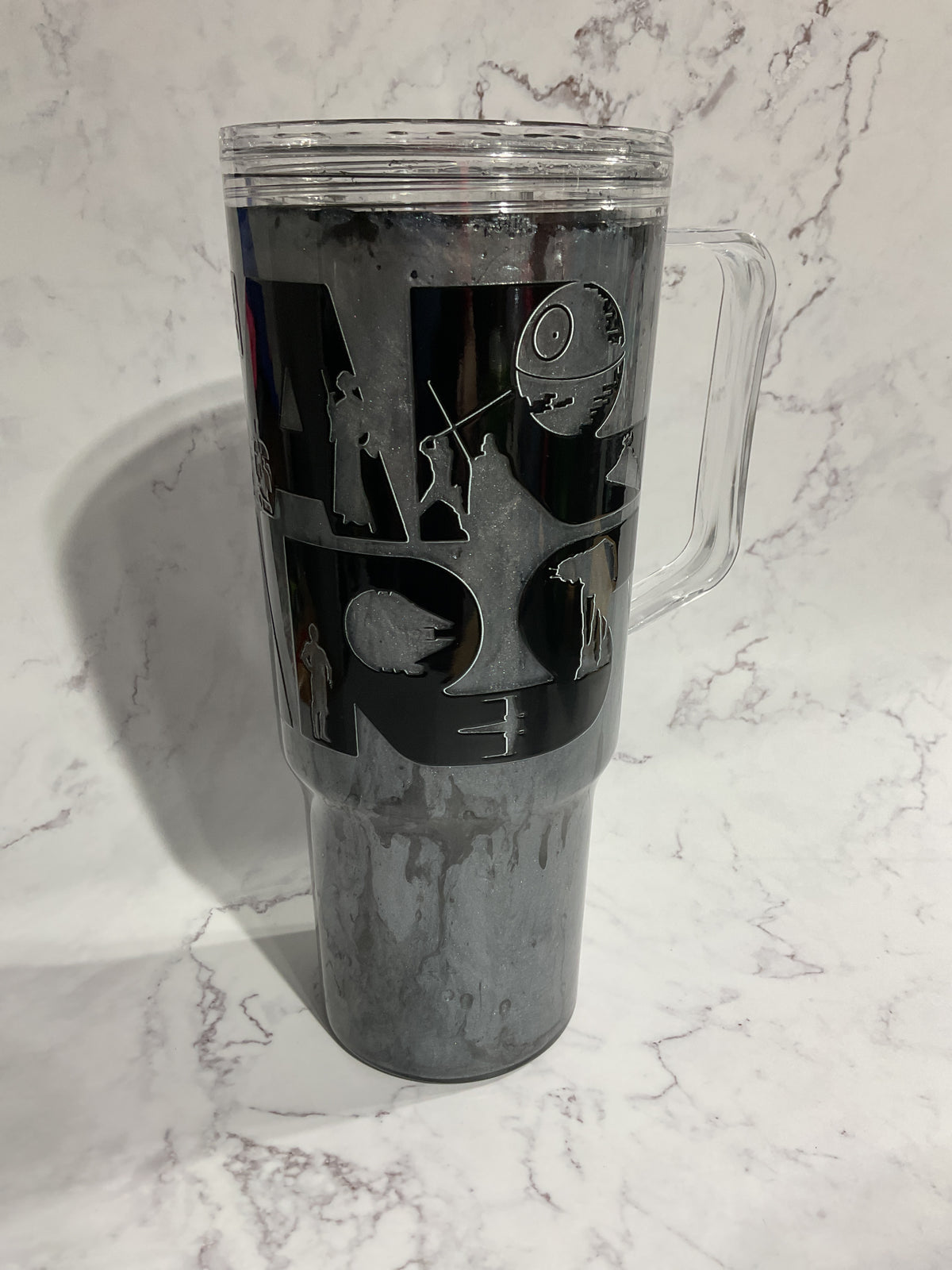 40oz Wars - Silver Suspended Mica - Snow Globe Tumbler