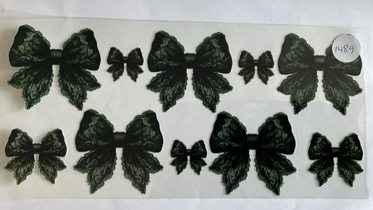 #1489 - Black Lace Bows - UV DTF