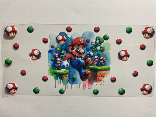 Game Mario Mushroom Yoshi - UV DTF Tumbler Wrap
