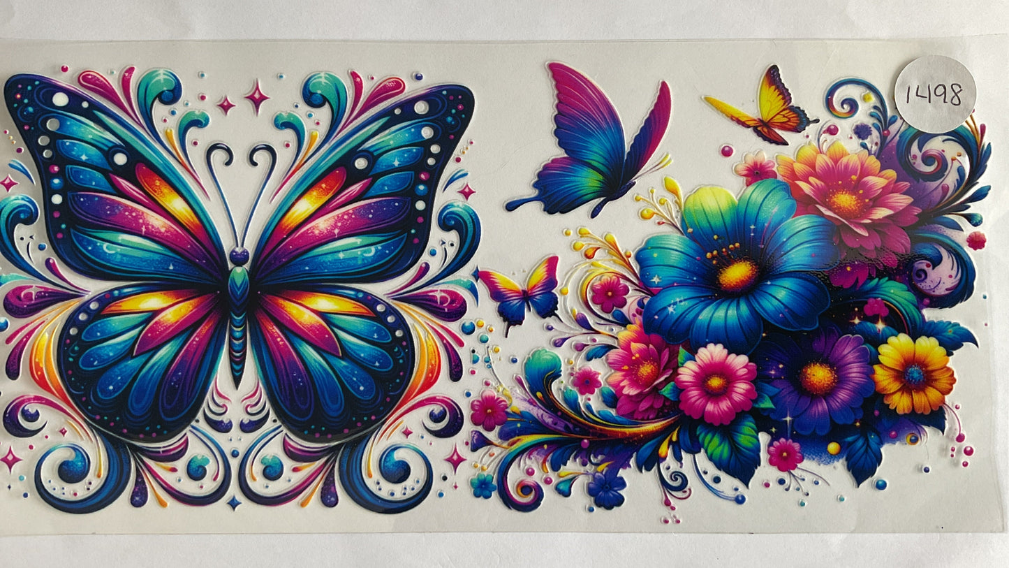 #1498 - Butterflies & Flowers - UV DTF