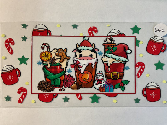 66C - Christmas Cow Hot Cocoa - UV DTF