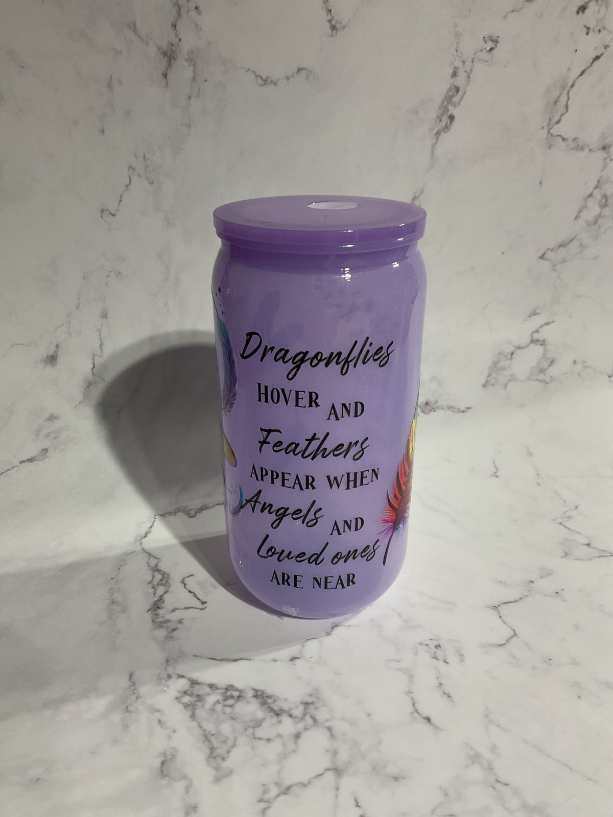 16oz Dragonflies Appear… - Purple Premade NON-Snow Globe Tumbler