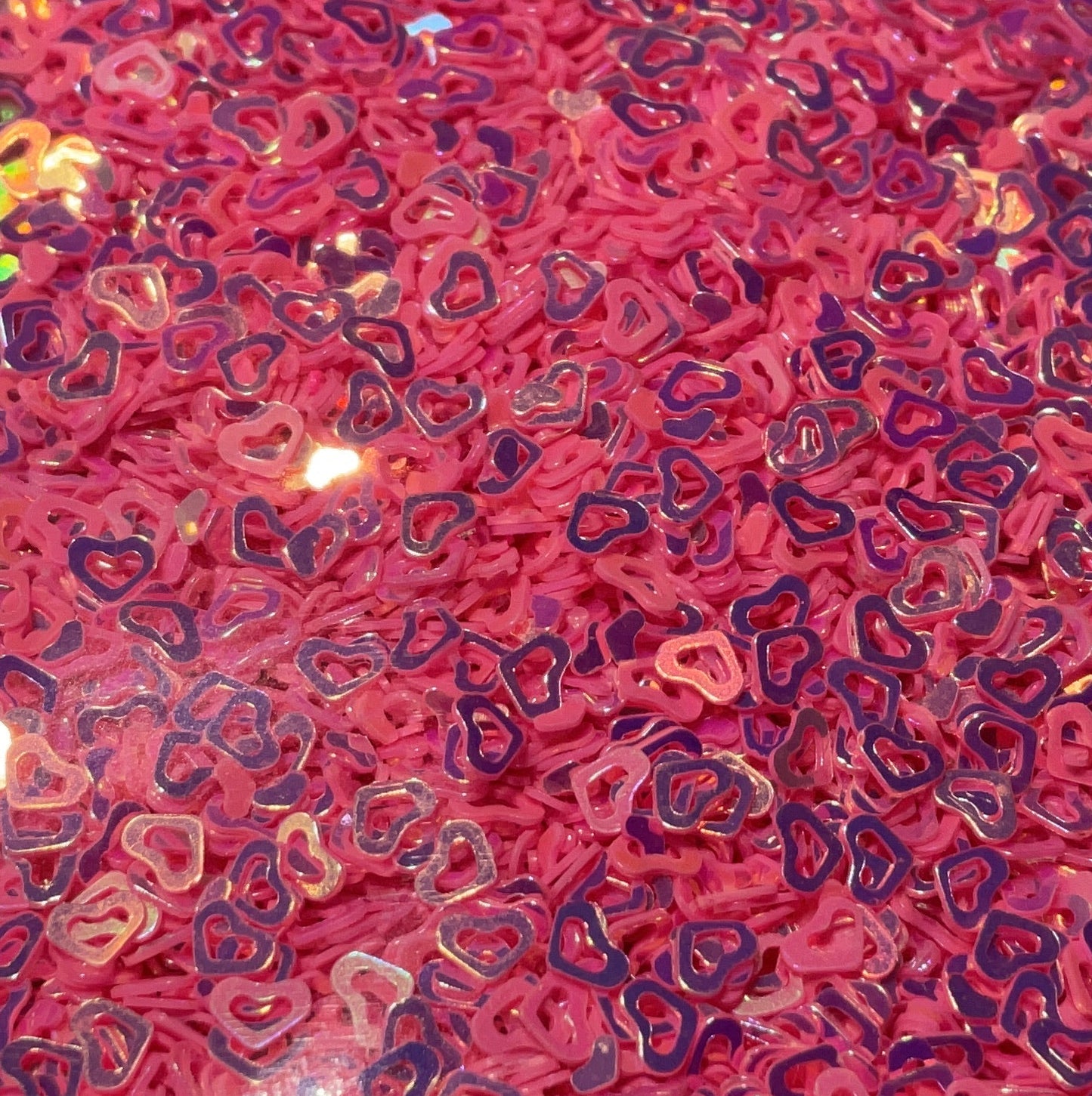 Pink Holographic Cut Mini Hearts - Glitter Shapes