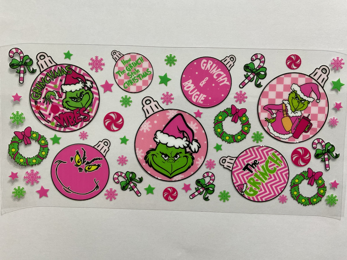 98C - Christmas Bougie Pink Green Guy - Tumbler Wrap