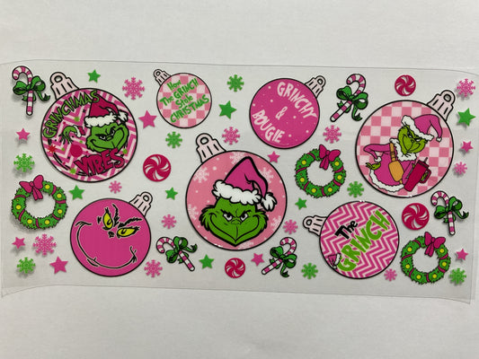 98C - Christmas Bougie Pink Green Guy - Tumbler Wrap