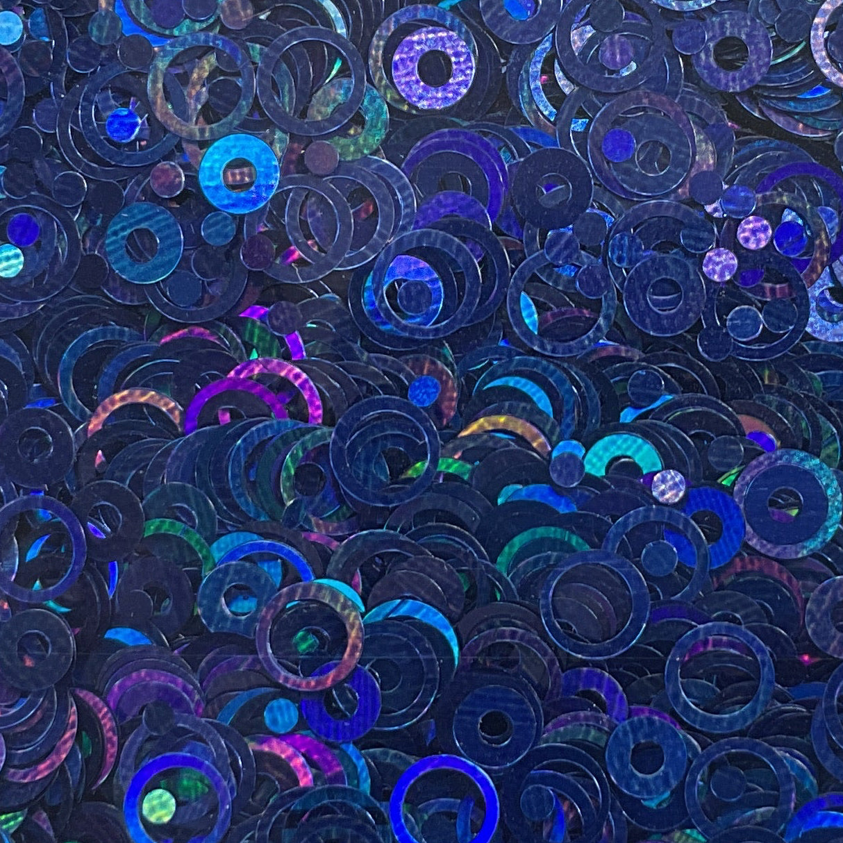 Blue Holographic Rings - Glitter Shapes