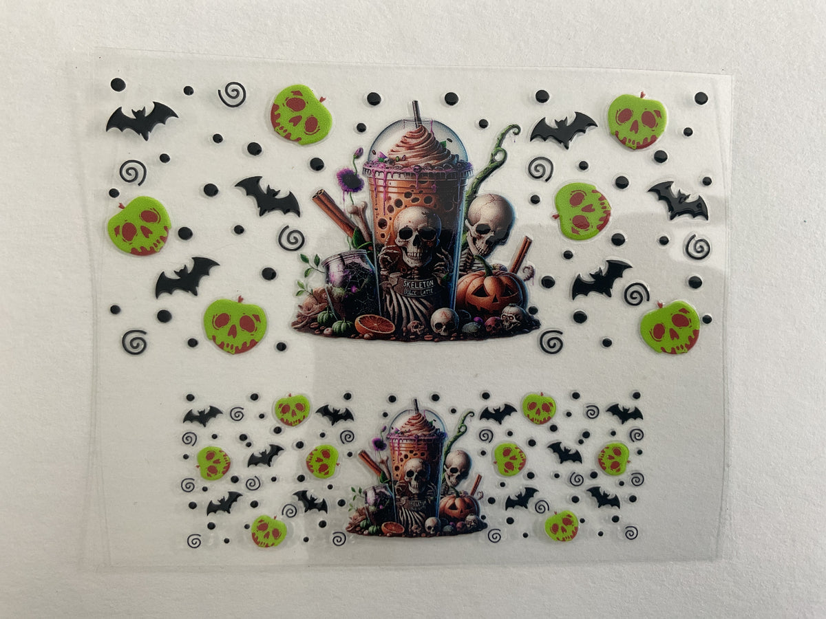 Halloween Drink Skulls Pumpkins- Tumbler Keychain Wrap