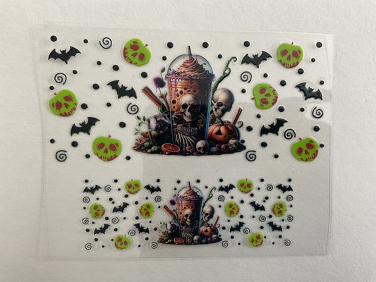 Halloween Drink Skulls Pumpkins- Tumbler Keychain Wrap